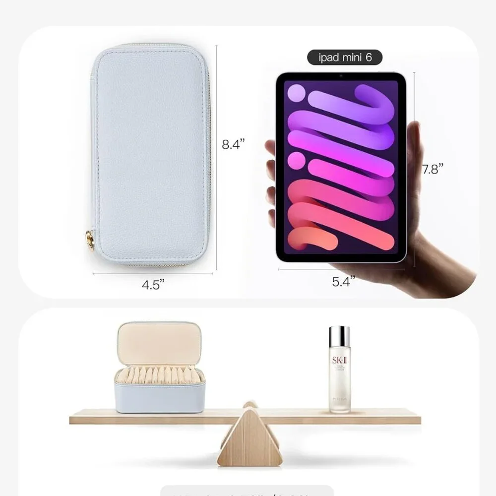 Travel Jewelry Case Organizer,Small Jewelry Box with 12 Velvet Jewelry Storage P - Picture 4 of 7